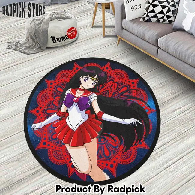 Sailor mars round rug custom sailor moon anime circle carpet  rp5959642